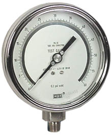 Wika 332.54 Series Dry Precision Test Pressure Gauge, 4" Dial, 0 to 60 psi, 1/4 NPT SS Lower Mount