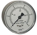 Wika 611.10 Series Dry Capsule Pressure Gauge, 1.5" Dial, 0 to 15 in (mm.WC), 1/4 NPT Brass Center Back Mount