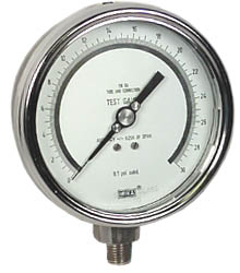 Wika 332.54 Series Dry Precision Test Pressure Gauge, 4" Dial, 0 to 30 psi, 1/4 NPT SS Lower Mount
