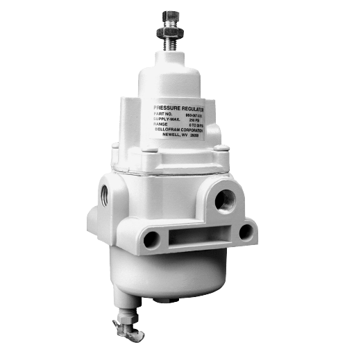 Bellofram T50 Piggyback Filter/Dripwell Regulator (with square head adj. Screw), 1/4" NPT, 0-120 psi