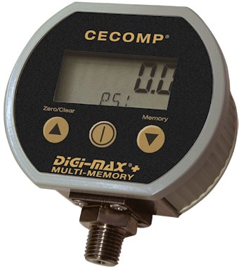 3.5" Cecomp Digital Pressure Gauge 1000 PSIG, High Accuracy, Min/Max Readings, 4 Digit Display, Class I Div I Intrinsic Safe