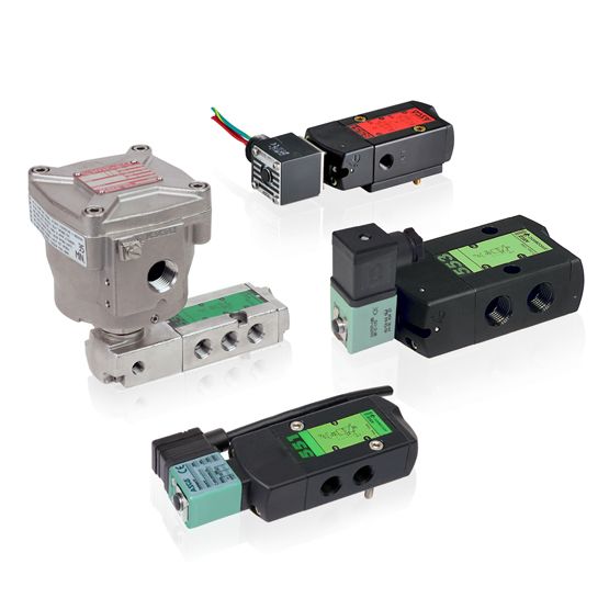 551 Series Solenoid Spool Valve, 1/4" NPT, 120 VAC, Aluminum, 4 Way