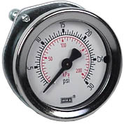 Wika 111.16PM Series Brass Dry Pressure Panel Mount Gauge, 0 to 30 psi