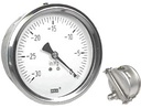 Wika 213.53 Series Glycerin Filled Pressure Gauge, 4" Dial, -30 inHg to 0 psi, 1/2 NPT Brass Lower Back Mount, U-Clamp Panel Mount