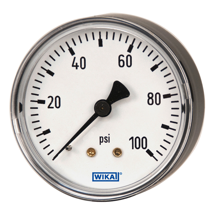 Wika 111.12 Series 2" Plastic General Purpose Pressure Gauge, Brass Wetted Parts