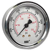 Wika 213.53 Series Glycerin Filled Industrial Pressure Gauge, 2.5" Dial, 0 to 100000 kPa/PSI, G 1/4 B Brass Center Back Connection