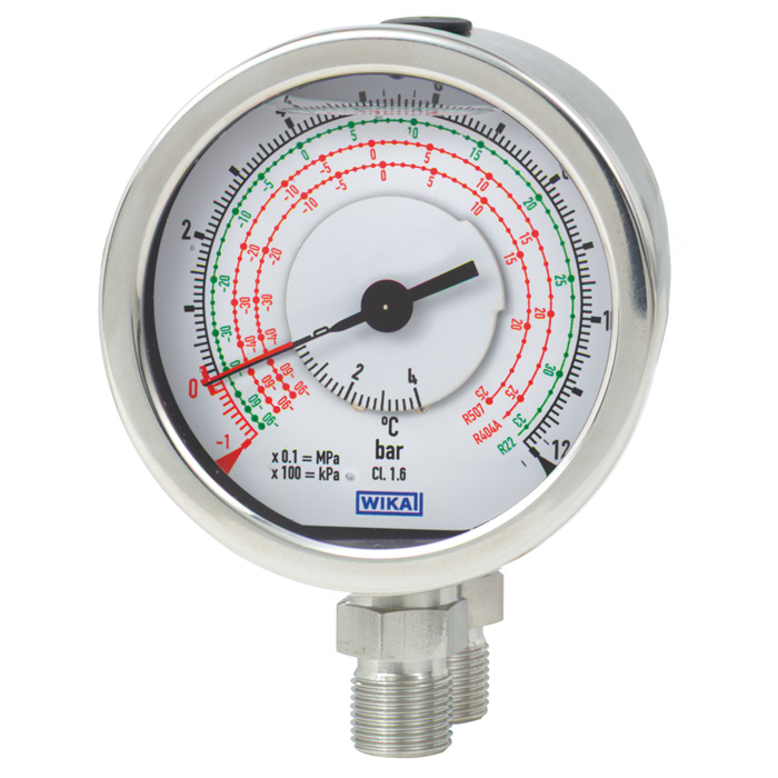 Wika 73x.18 Series 80 or 100 mm SS Differential Pressure Gauge for Refrigeration, SS Wetted Parts