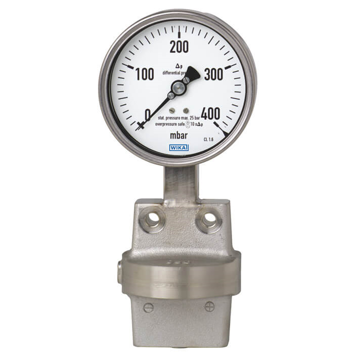 73x.51 Series 4" SS Industrial Differential Pressure Gauge, all Welded, Blowout Disk, Dry/Fillable, SS or Inconel Wetted Parts