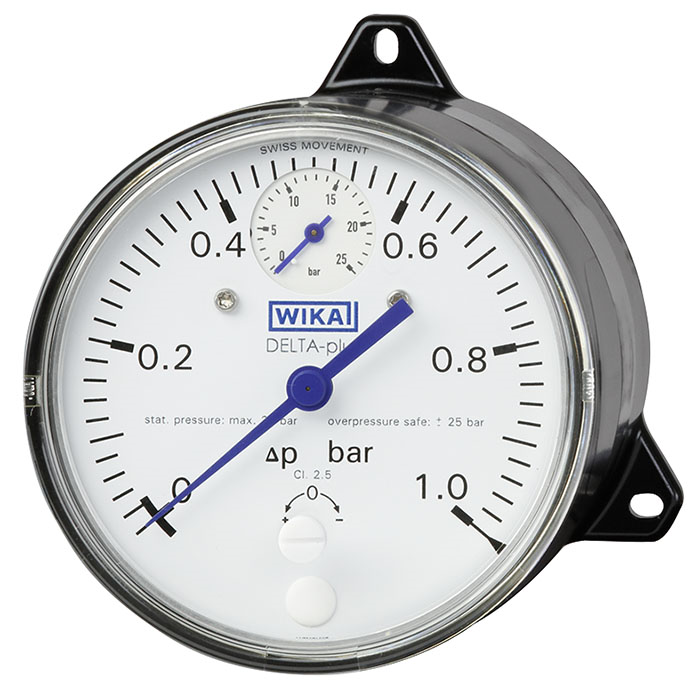Wika DPG40 Series 100 mm Differential Pressure Gauge, DELTA-Plus w/Integrated Working Pressure Indication