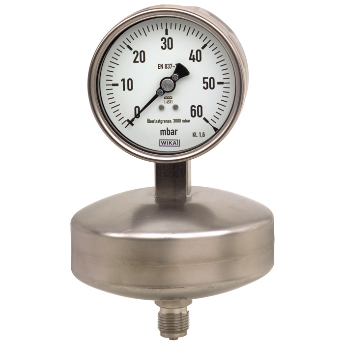 Wika 632.51 4" or 6" SS Series Capsule Pressure Gauge, OVP Safe, SS Wetted Parts