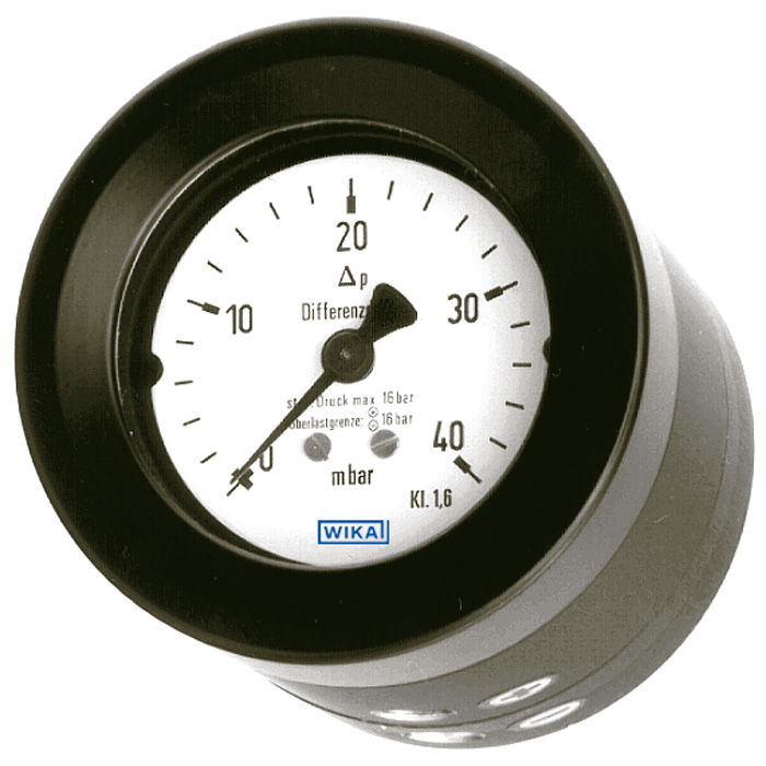 Wika 716.05 Series 3" Compact Differential Pressure Gauge, Calibrated Spring Membrane