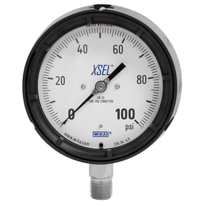 Wika 232.34 Series 4.5" SS Dry Process Gauge, SS Wetted Parts