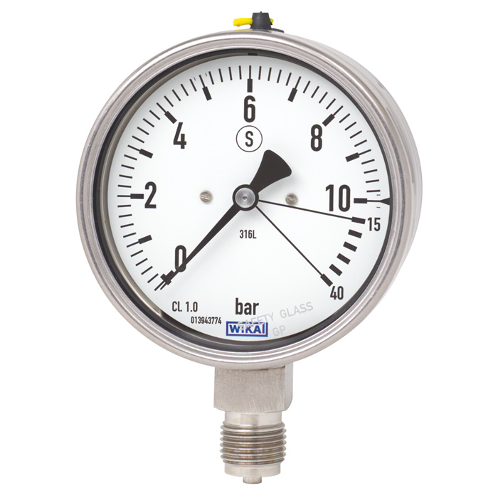 Wika 23x.36 Series 4" SS High Overpressure Safety Gauge, SS Wetted Parts