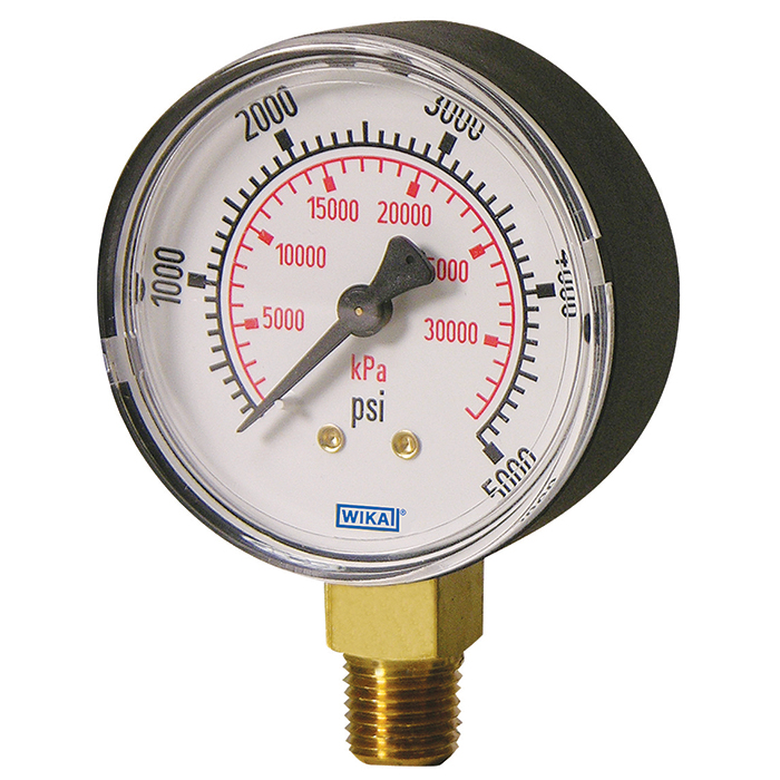 Wika 111.10 Series 1.5" Dry Plastic Pressure Gauge, Brass Wetted Parts