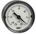 Wika 111.12 Series Dry Pressure Gauge, 1.5" Dial, 0 to -30 inHg (kg/cm2), 1/8 NPT Brass Center Back Mount