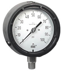 [9834834] Wika 232.34 Series Dry Process Gauge, 4.5" Dial, 0 to 100 PSI, 1/2" NPT SS Lower Mount
