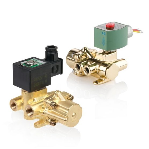 [8344G001MOAC120/60,110/50D] 344 Series 4-Way Poppet Solenoid Valve (8344), 3/8" NPT, 120 VAC, Brass, 4 Way