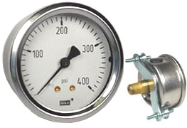 [50556045] Wika 212.53 Series Dry Industrial Pressure Gauge, 2.5" Dial, 0 to 400 psi, 1/4 NPT Brass, U-Clamp Panel Mount