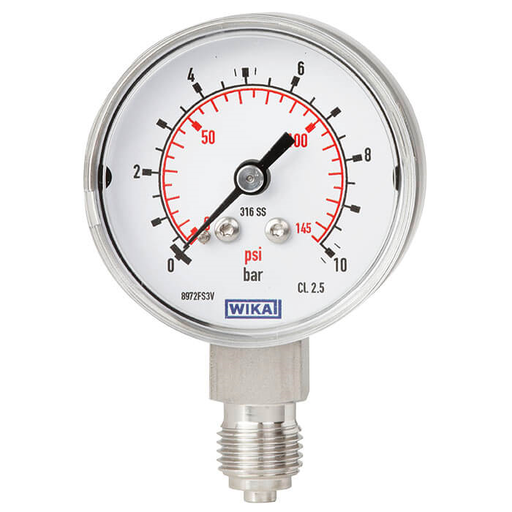 Wika 131.11 Series 1.5" SS Dry Pressure Gauge, SS Wetted Parts