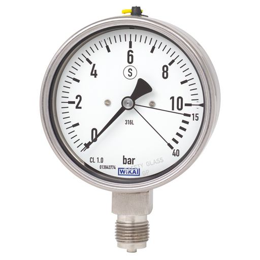 Wika 23x.36 Series 4" SS High Overpressure Safety Gauge, SS Wetted Parts