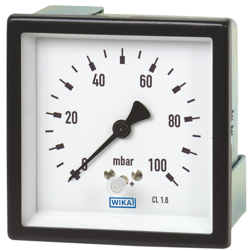 Wika 6x4.11 Series Brass or SS Capsule Pressure Gauge, Edgewise Panel, SS or Brass Wetted Parts
