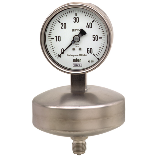 Wika 632.51 4" or 6" SS Series Capsule Pressure Gauge, OVP Safe, SS Wetted Parts