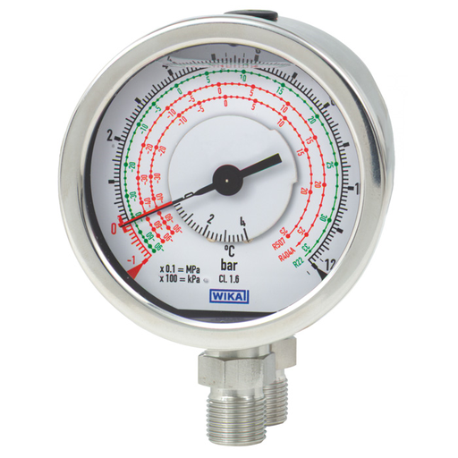 Wika 73x.18 Series 80 or 100 mm SS Differential Pressure Gauge for Refrigeration, SS Wetted Parts