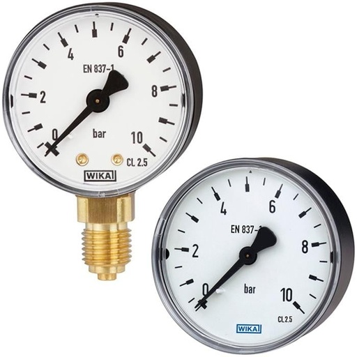 [4253290] Wika 111.12 Series Brass Dry Pressure Gauge, 0 to 100 PSI (52800815)